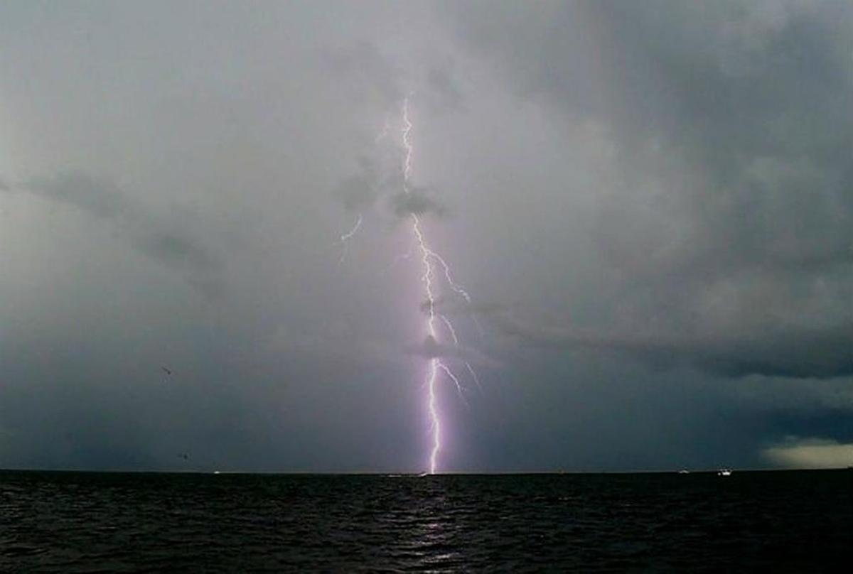 Lightning strikes near Fort Desoto Park in Pinellas County.
