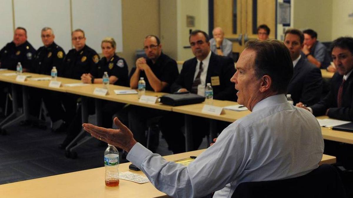 U.S. Rep. Vern Buchanan meets with local mental health officials and law enforcement to address the heroin epidemic in Manatee and Sarasota counties during a roundtable discussion in March in Bradenton.