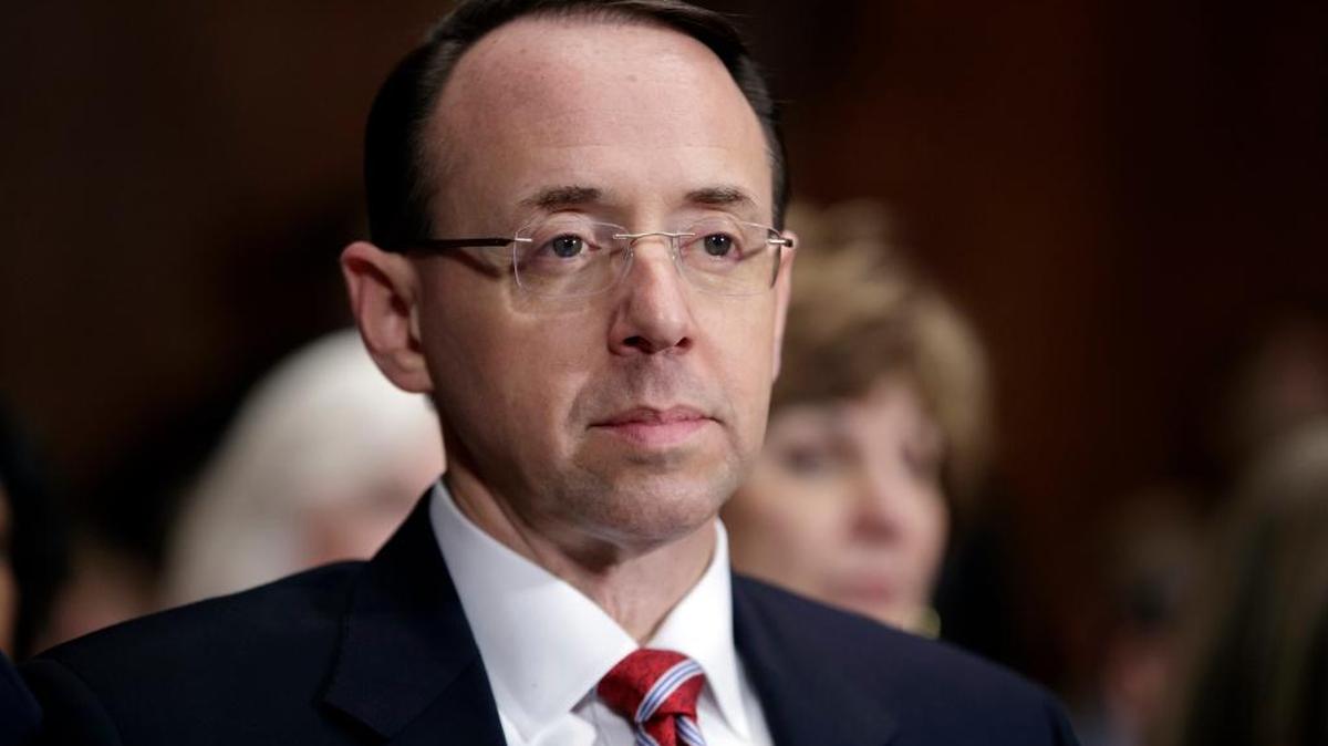 FILE- In this March 7, 2017, file photo, then-Deputy Attorney General-designate Rod Rosenstein, listens on Capitol Hill in Washington, during his confirmation hearing before the Senate Judiciary Committee. The author of a scathing memo that the White House used to help justify the firing of FBI Director James Comey is also overseeing a Justice Department investigation into Russian interference in the 2016 election.