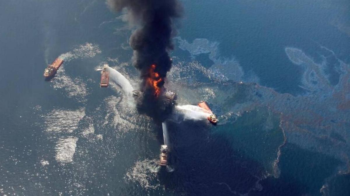 Oil gushes into the Gulf of Mexico following the explosion of the Deepwater Horizon oil rig on April 21, 2010. President Trump issued an order April 28, 2017, that could make it easier for energy companies to build oil rigs in coastal waters from the Atlantic to the Arctic oceans, sparking new fears about catastrophic spills.