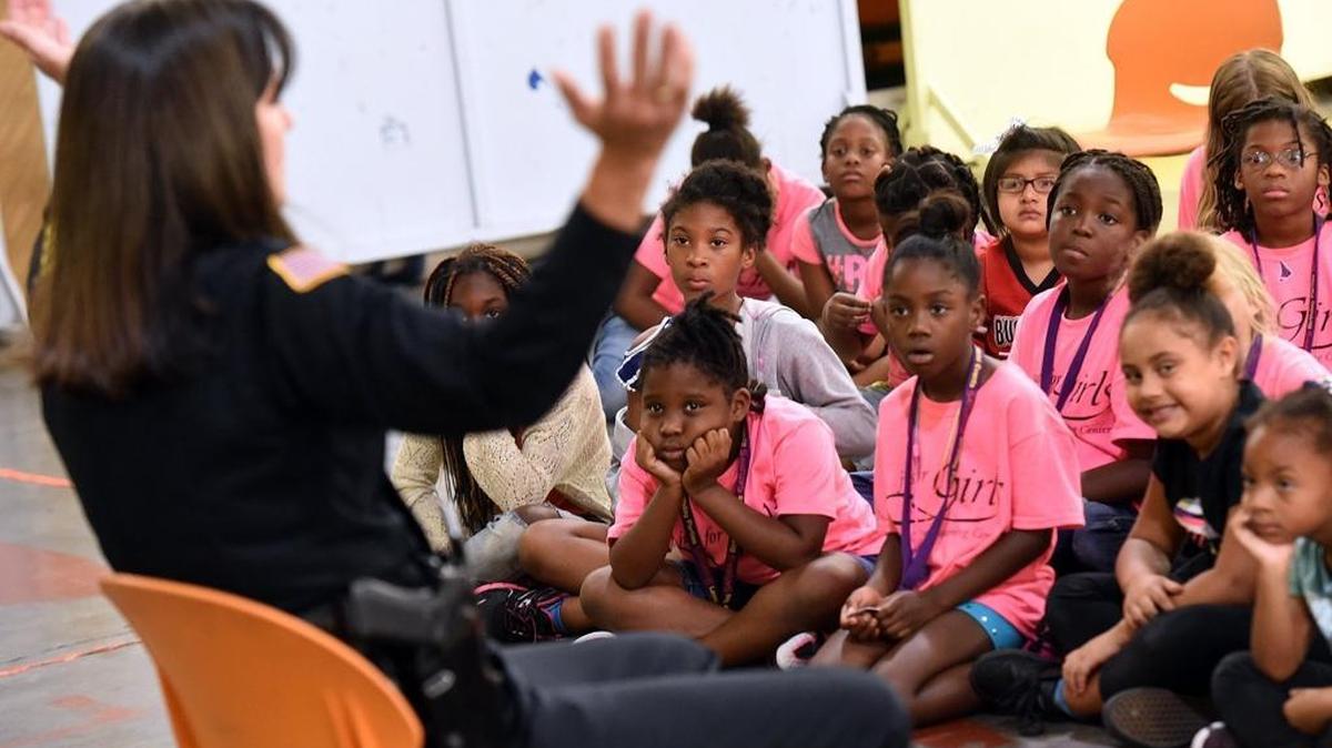 In this file photo, Bradenton Police Chief Melanie Bevan speaks to students enrolled in Just for Girls summer programs about the importance of women in the development of a healthy, successful community.
