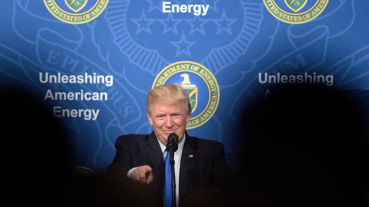 As controversy raged over his wednesday tweet at a newscaster, President Trump spoke at the Department of Energy.