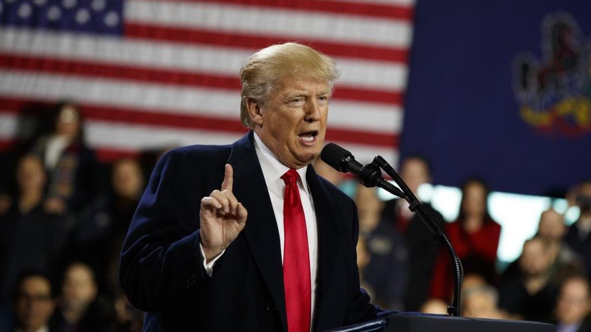 President Donald Trump speaks at H&K Equipment Company during a visit to promote his tax and economic plan, Thursday, Jan. 18, 2018, in Coraopolis, Pa.