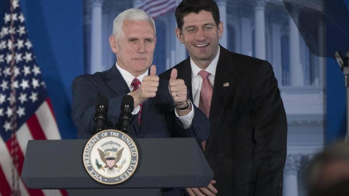 Vice President Mike Pence, left, with House Speaker Paul Ryan of Wisconsin at the Republican congressional retreat in Philadelphia, Jan. 26, 2017.