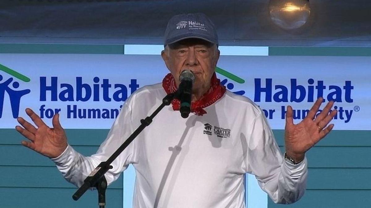 Jimmy Carter has long partnered with Habitat for Humanity, supporting affordable housing. This file photo is from 2016 in Memphis, Tenn.