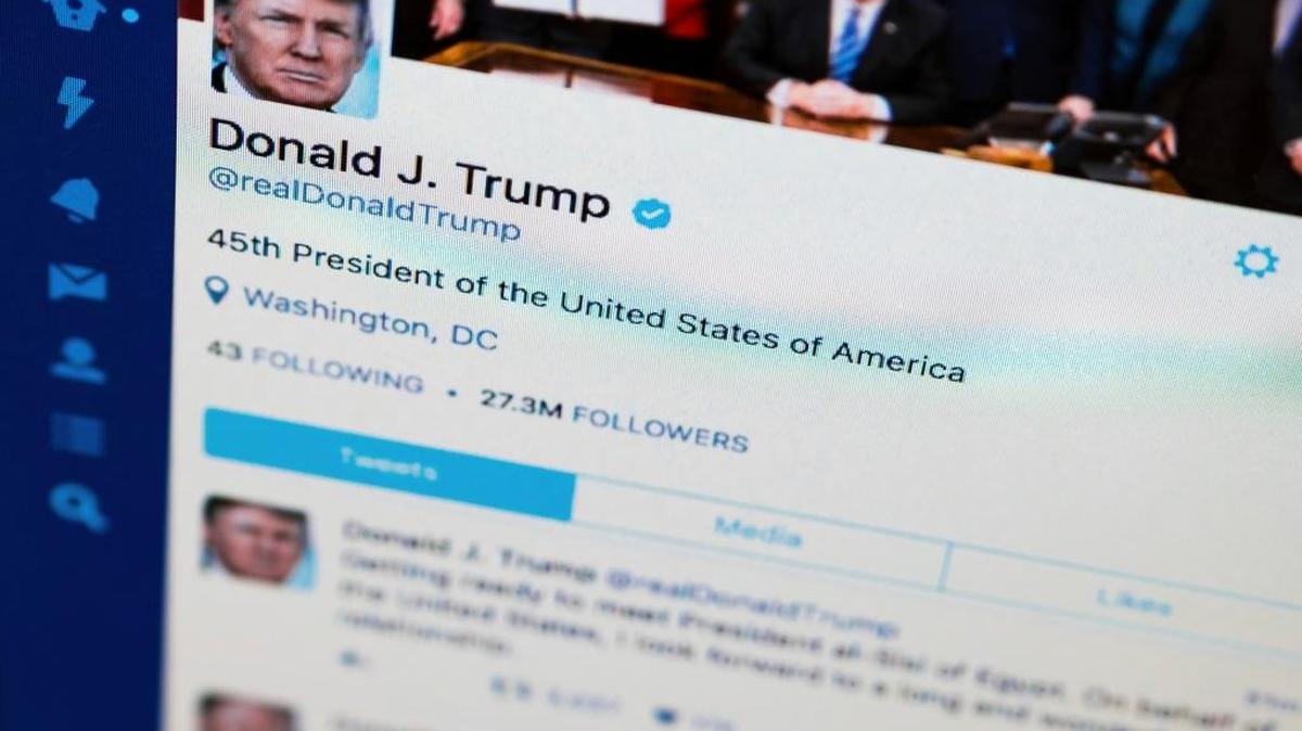 FILE- This April 3, 2017, photo shows President Donald Trump's tweeter feed on a computer screen in Washington.