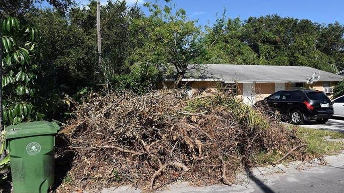 Debris waiting to be picked up in Bradenton from Hurricane Irma