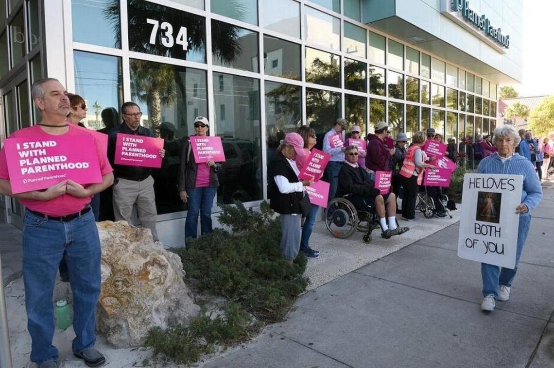 FILE PHOTO 2017: Supporters of Planned Parenthood stood in solidarity on Feb. 20, 2017 outside the Sarasota clinic.