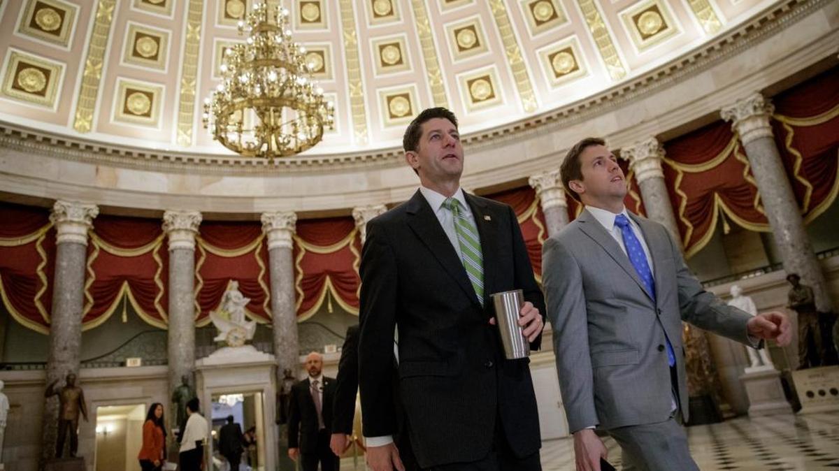 House Speaker Paul Ryan of Wis. arrives on Capitol Hill in Washington, Friday, March 24, 2017, as a showdown is set for a vote on the Republican health care overhaul after President Donald Trump made clear he is finished negotiating with GOP holdouts.