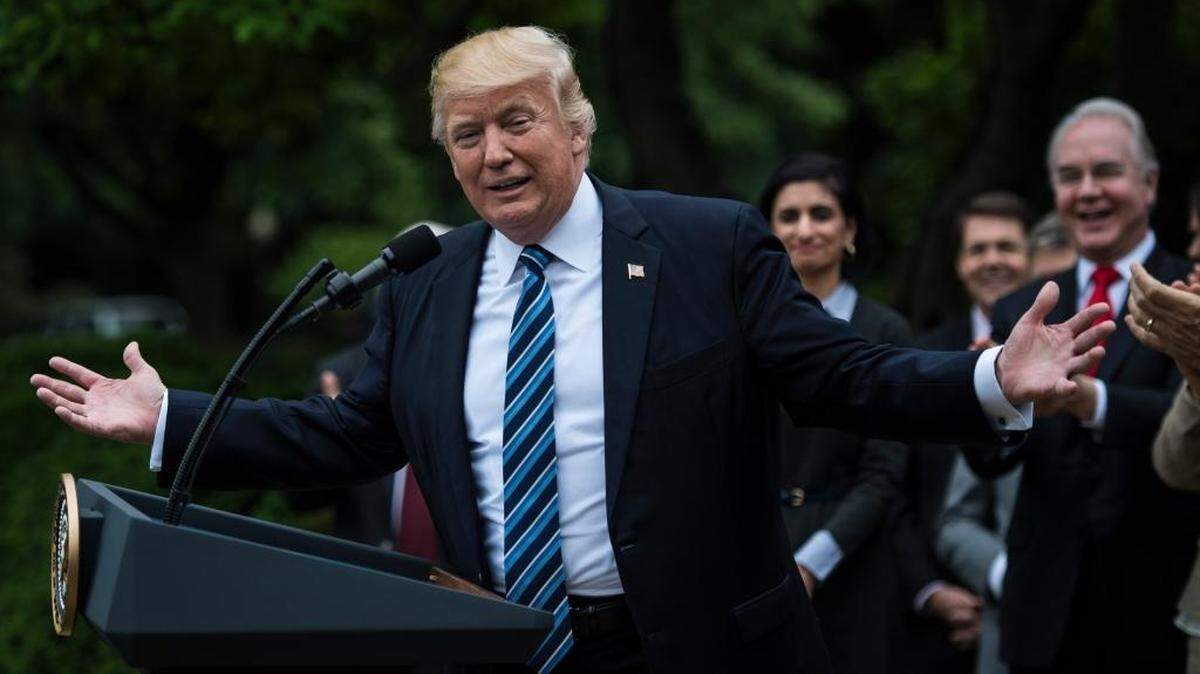 President Trump speaks in the Rose Garden at the White House after the House pushed through a health-care bill on Thursday.