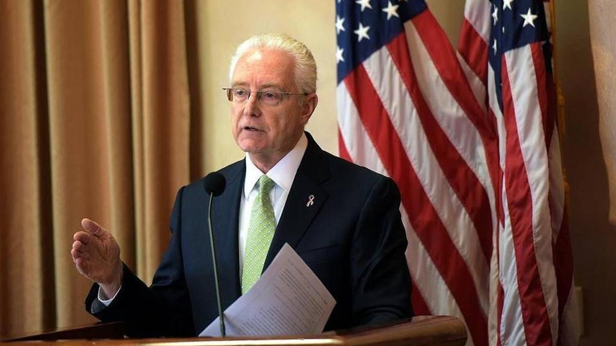 FILE PHOTO: Manatee County’s attorney, Mitchell Palmer, addressed a crowd at a March 16, 2017, Tiger Bay Club luncheon.