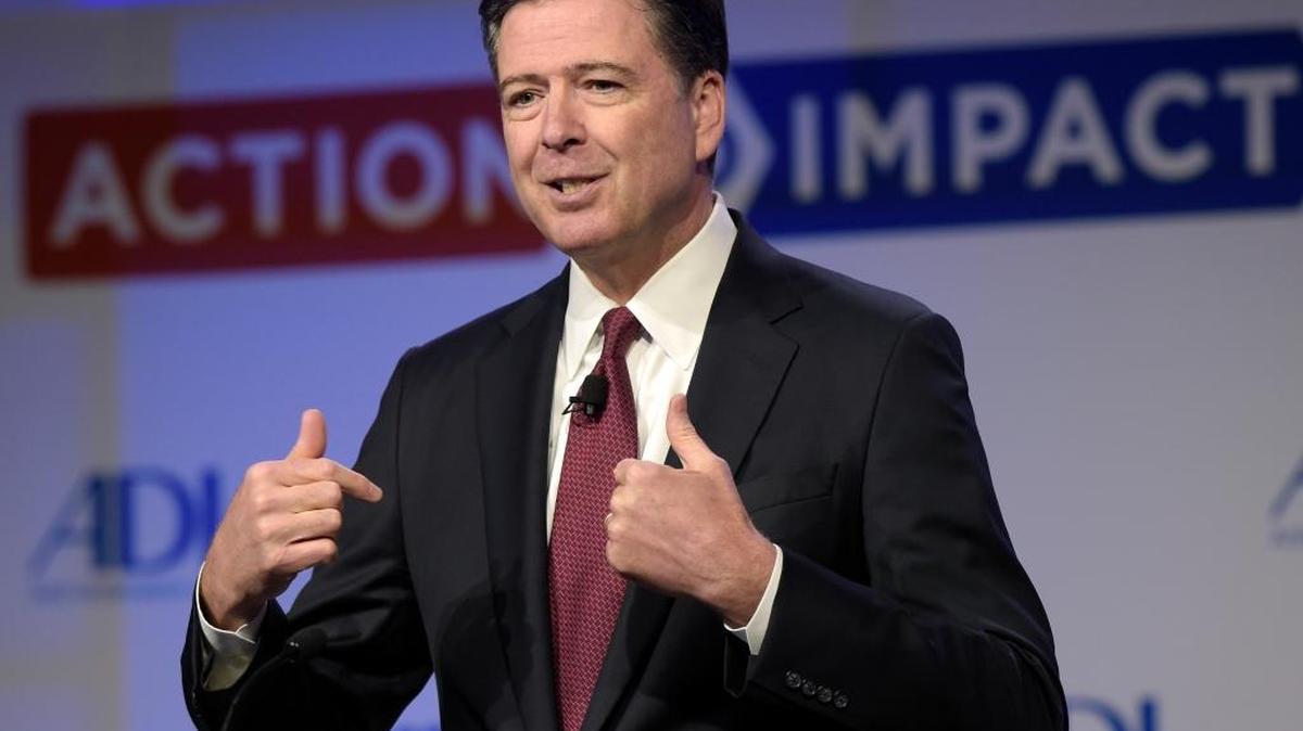 In this May 8, 2017, photo, then-FBI Director James Comey speaks to the Anti-Defamation League National Leadership Summit in Washington. Could President Donald Trump keep Comey from testifying to lawmakers about their private conversations?