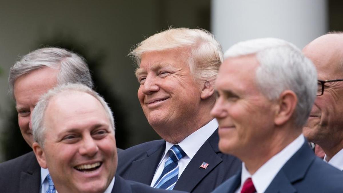 President Trump held a press conference with members of the GOP on May 4, 2017 on the passage of legislation to roll back the Affordable Care Act in the Rose Garden of the White House in Washington, D.C.