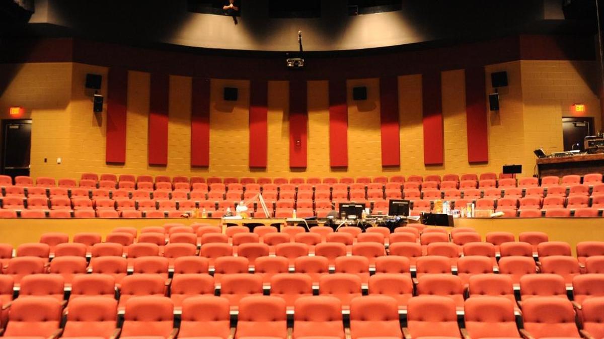 Sound baffles line the back wall of Stone Hall to shape the sound in the theater. It is one of the new additions to the Manatee Performing Arts Center which opened in the 2015-16 season.