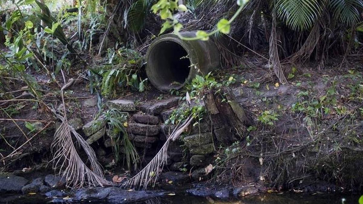 FILE: A drainage pipe is seen on the banks of Wares Creek in December 2016