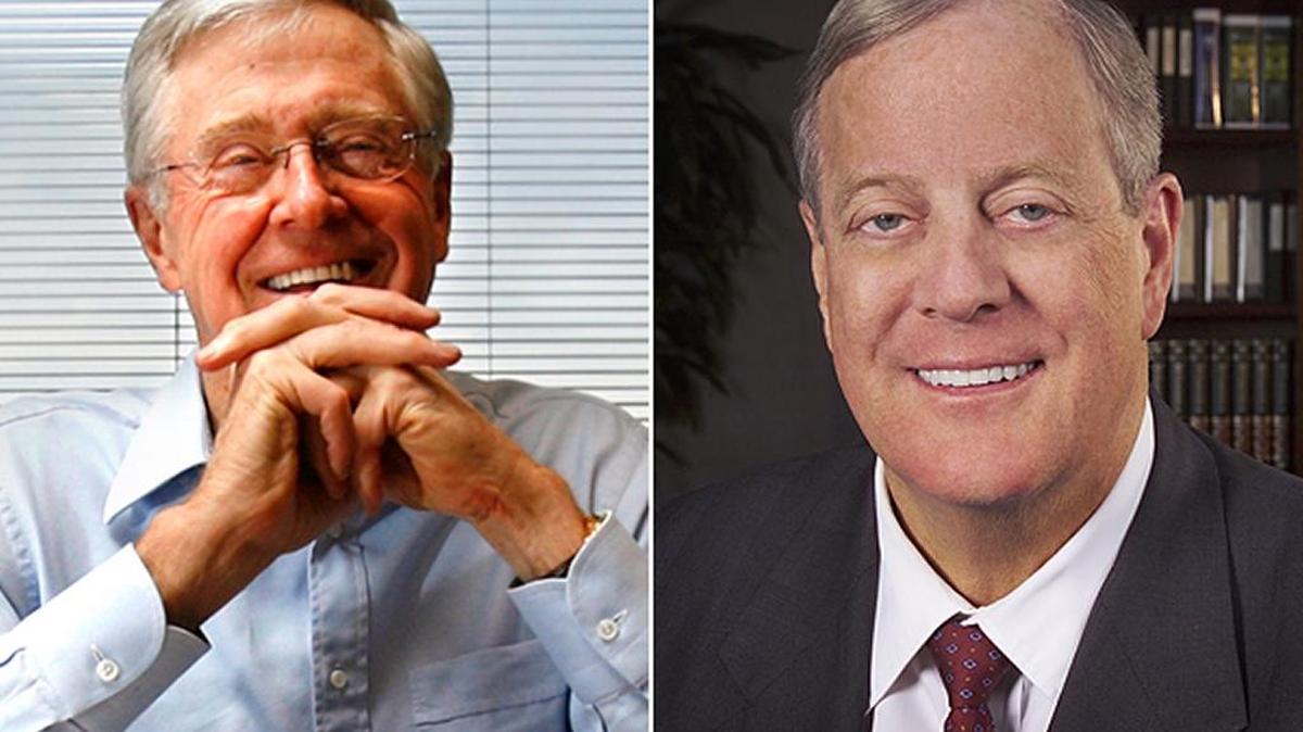 Billionaire libertarian donors Charles, left, and David Koch