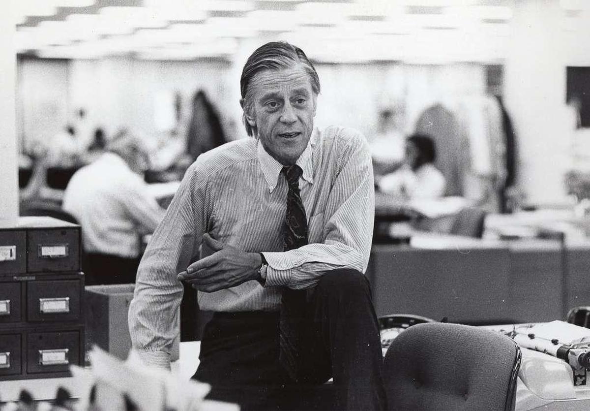 In real life, Washington Post executive editor Ben Bradlee in the newsroom in an undated photo.