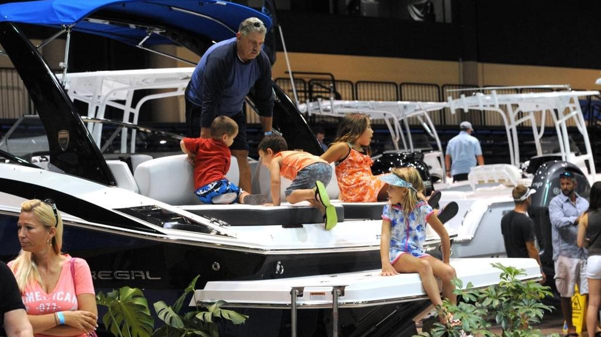 Boats of various styles and sizes are on display at the 2015 Onshore Offshore Boat Show at the Bradenton Area Convention Center in Palmetto.