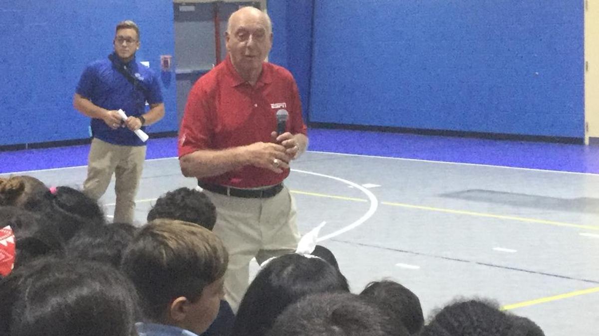 Lakewood Ranch resident Dick Vitale speaks to Sarasota Boys & Girls Club kids during the 20th annual Dick Vitale Scholarship Day on Monday, August 28, 2017. Vitale awarded five scholarships at $1,000 apiece.