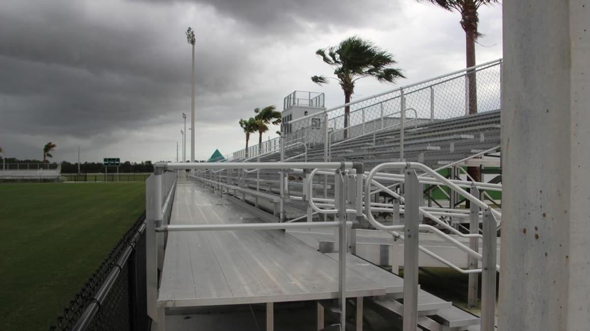 Bad weather held off just long enough Wednesday evening for Schroeder-Manatee Ranch to have an open house and ribbon cutting for the new 3,500-seat stadium, concession and restroom at Premier Sports Campus.