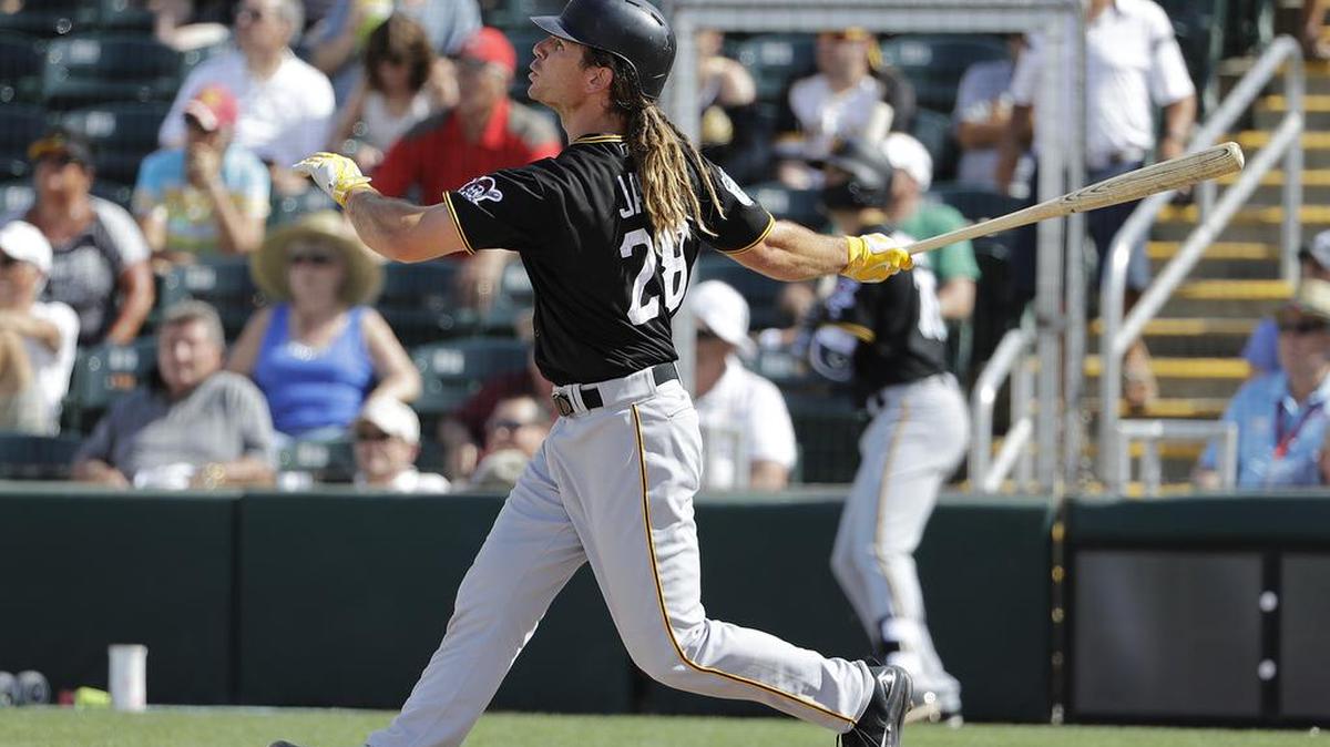 Pittsburgh’s John Jaso hits a home run in the sixth inning of a spring training game against Minnesota in Fort Myers on Wednesday.