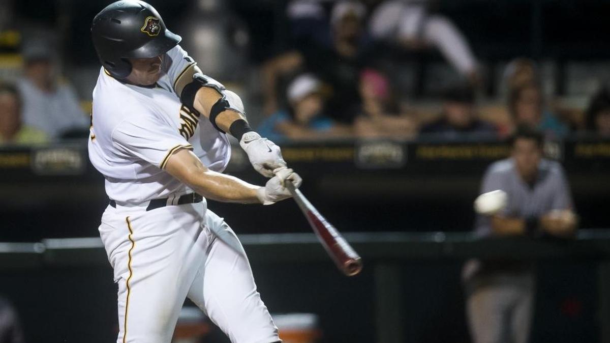 Will Craig makes contact during a game at LECOM Park in Bradenton earlier this season. Craig drove in two of the Bradenton Marauders’ three runs on Friday in a win at Clearwater.