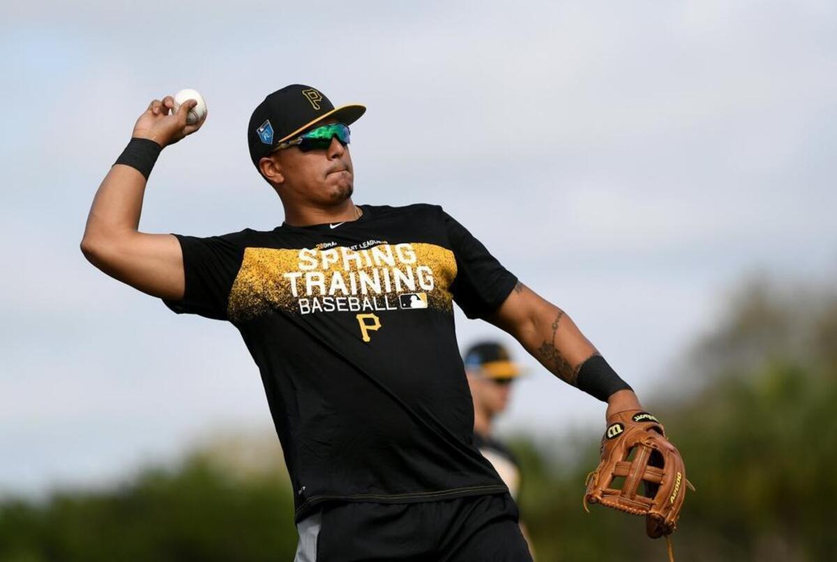 Jose Osuna warms up during Wednesday’s spring training workout at Pirate City in Bradenton.