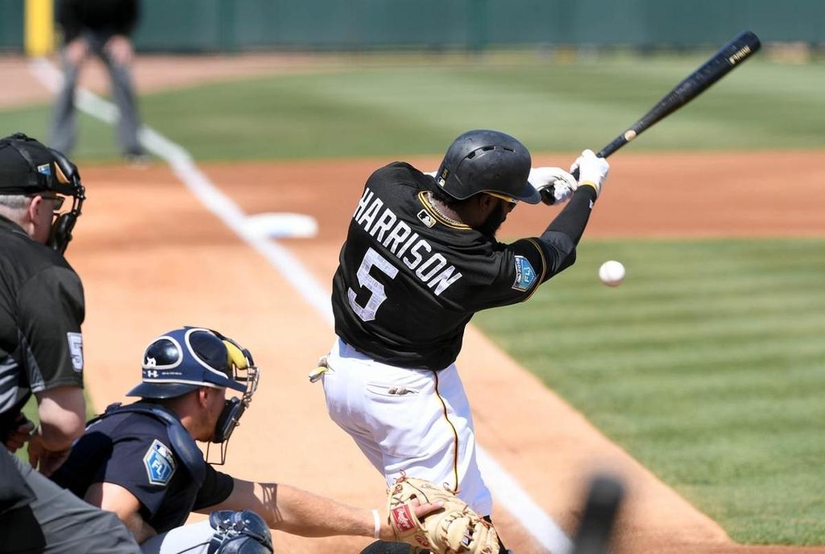The Pirates’ Josh Harrison gets his swings in as he prepares for the March 29 season opener against the Detroit Tigers.