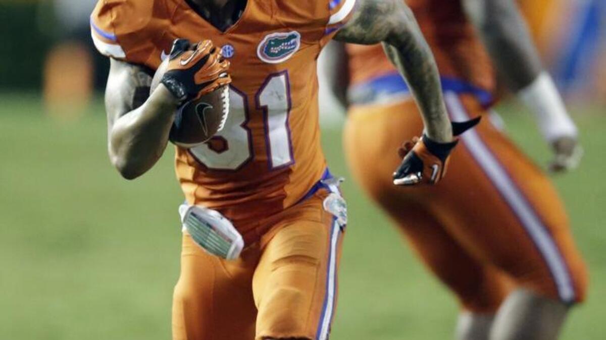 Florida defensive back Jalen Tabor runs for a 39-yard touchdown against East Carolina after he intercepted a pass during the September game in Gainesville last year. Tabor returns as does much of the defense on a unit that is expected, once again, to be the team’s strength.