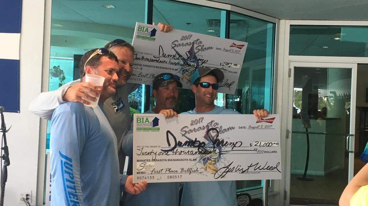 Jumbo Shrimp, captained by Paul Christie (far right), won the Sarasota Slam on Saturday.
