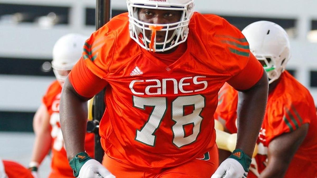 Tyree St. Louis practices at the University of Miami on Aug. 7, 2015. St. Louis played his last two high school seasons at IMG Academy in Bradenton.