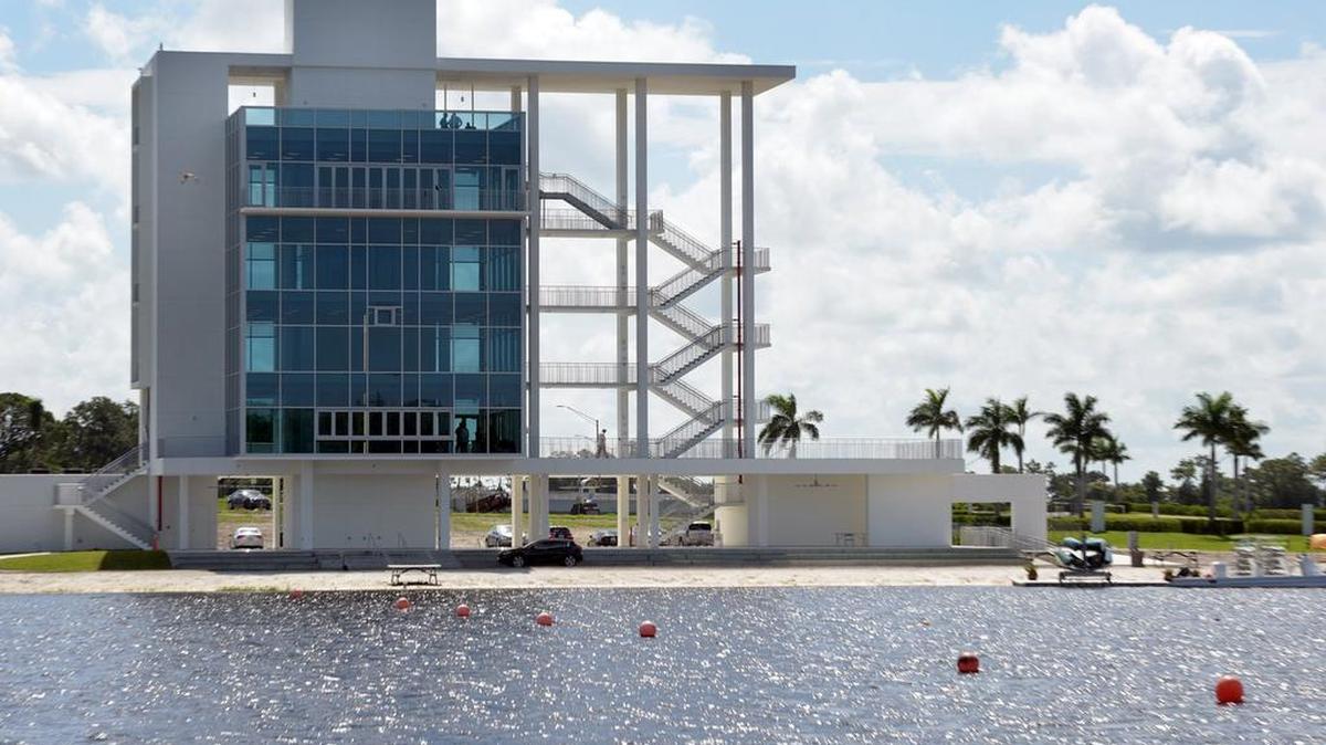 The new finishing tower at Nathan Benderson Park received minimal damage from Hurricane Irma.