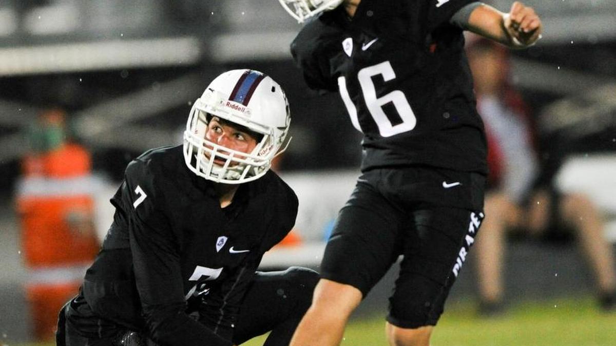 Braden River High School’s Brett Thoma kicks a PAT Friday during the spring game against St. Petersburg Lakewood in Bradenton on Friday, May 19.