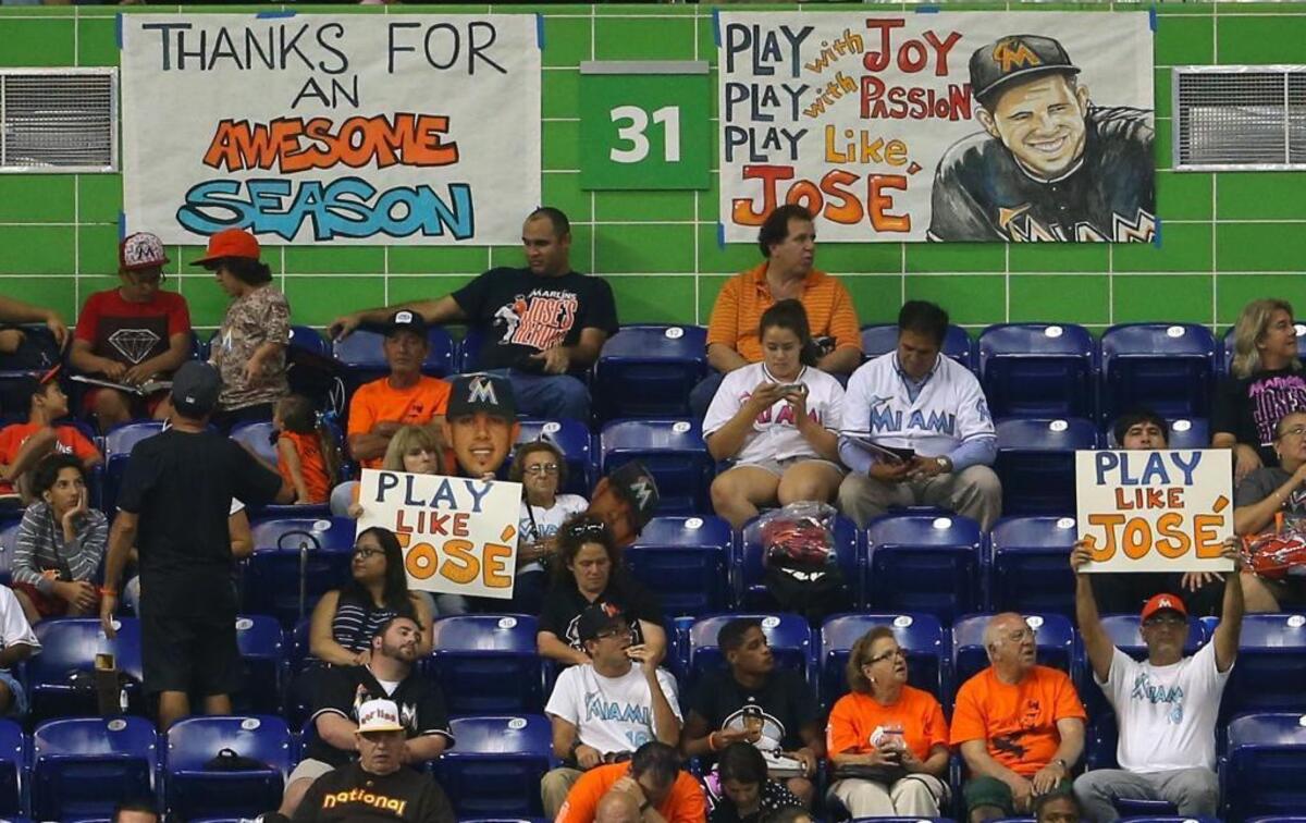 Miami Marlins fans pays tribute to late pitcher Jose Fernandez on Wed., Sept. 28, 2016 at Marlins Park.