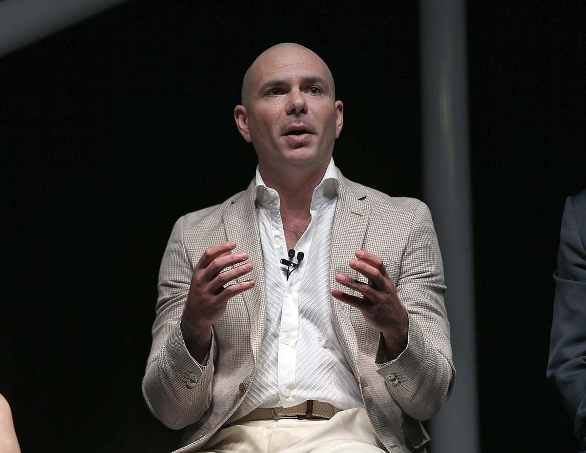 Armando Christian Perez, the musician best known as Pitbull, speaks as he shared with Melissa Lee, CNBC anchor and Cesar Conde, chairman of NBCUniversal International Group and NBCUniversal Telemundo Enterprises, during the panel Connecting the power between the changing trends in music and media to the power of the U.S. Hispanic and Latin American markets, at eMERGE Americas, taking place at the Miami Beach Convention Center on Tuesday April 19, 2016.