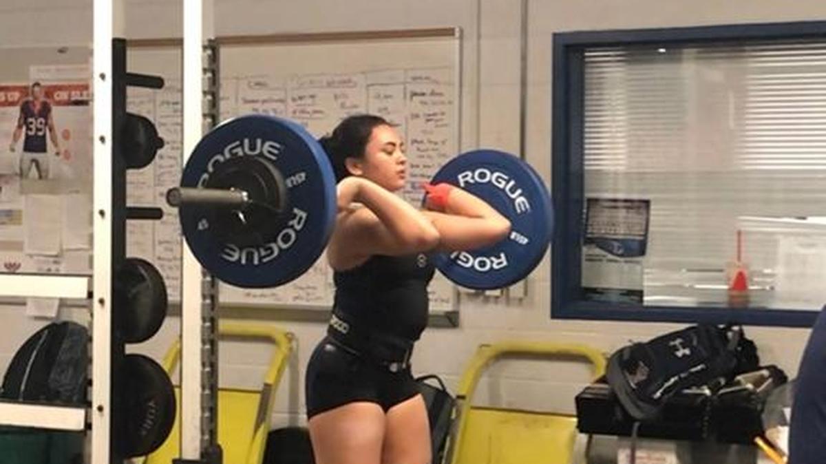 Bradenton Christian’s Skylar Matelau clean and jerked 180 pounds Wednesday at the Manatee High girls weightlifting meet.