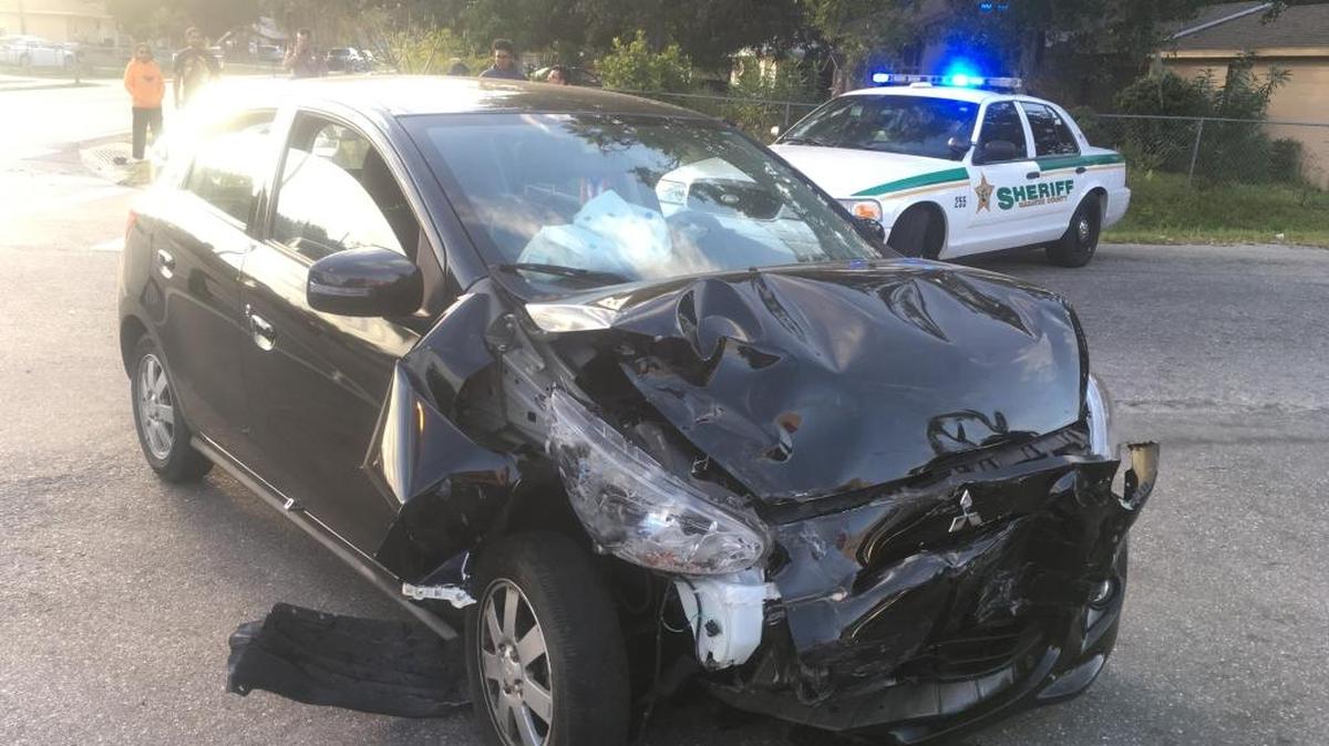 Southeast High girls basketball senior Marlene Valcin and student stat-taker Denay Poole were injured in a two-car crash on the way to the Seminoles home girls basketball game Monday.