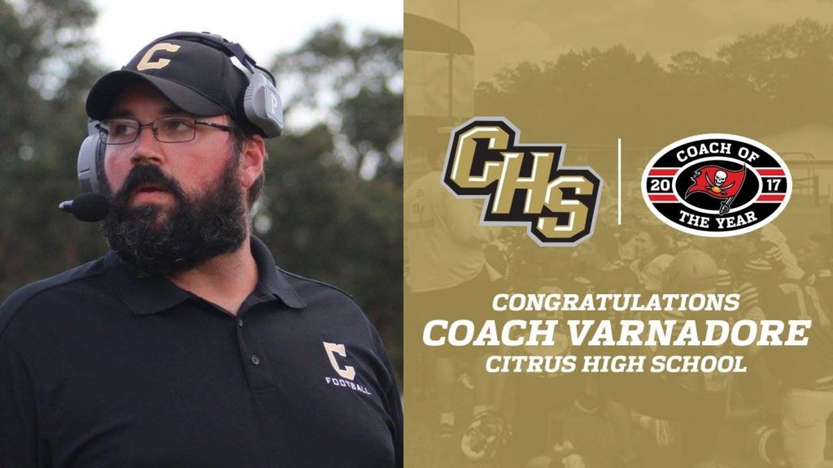 Citrus High’s Nate Varnadore was named the Tampa Bay Buccaneers’ coach of the year for the 2017 season.