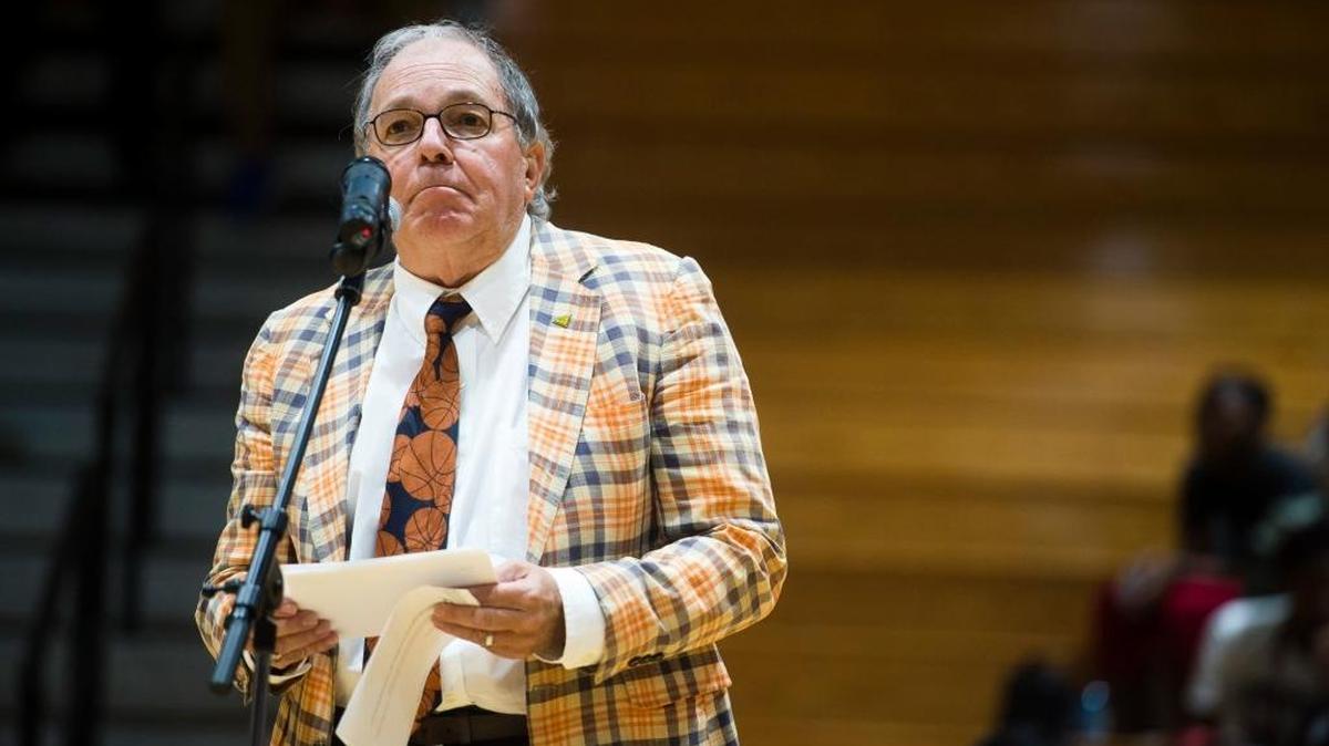 Southeast High School girls basketball coach John Harder, shown during a November ceremony, uses the school’s annual holiday tournament as a tuneup for the season’s stretch run.