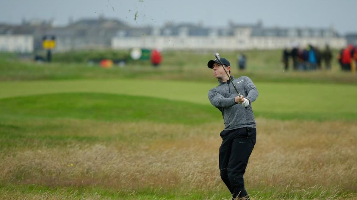 Rory McIlroy of Northern Ireland plays from the rough on the 3rd hole during the final round of the British Open Golf Championship at the Royal Troon Golf Club in Troon, Scotland, Sunday.
