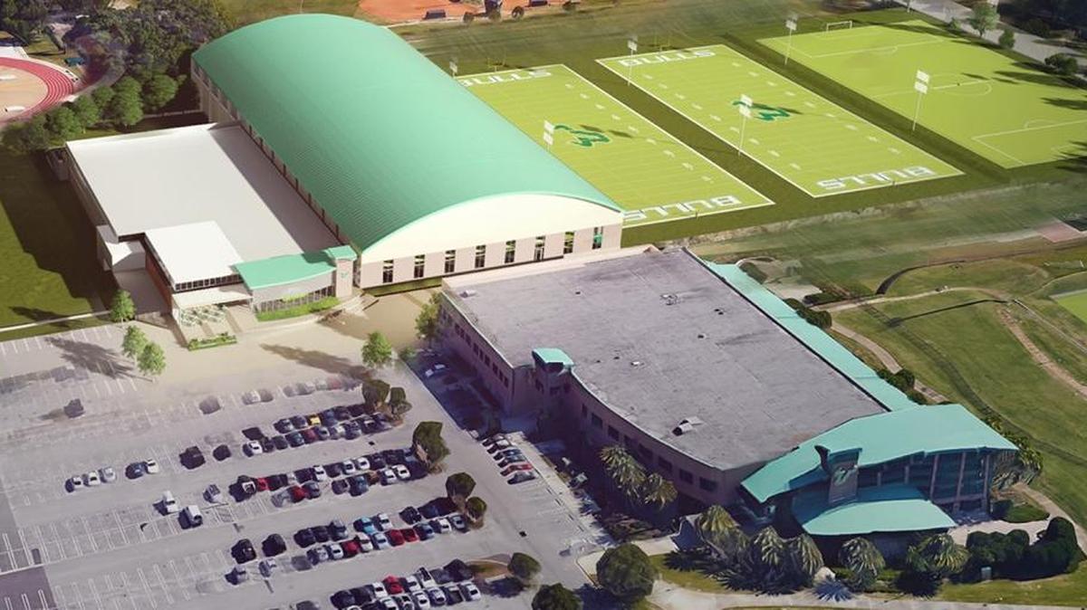 Renderings of USF’s proposed football center.