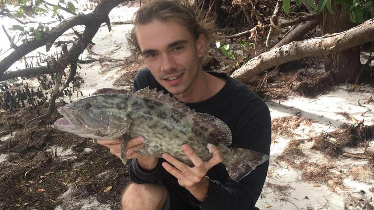 Matthew James holds a gag grouper caught last week while wading the flats for redfish. He used a Falcon rod, Penn Battle 2500 with a 3.5-inch Vudu mullet to land the grouper.