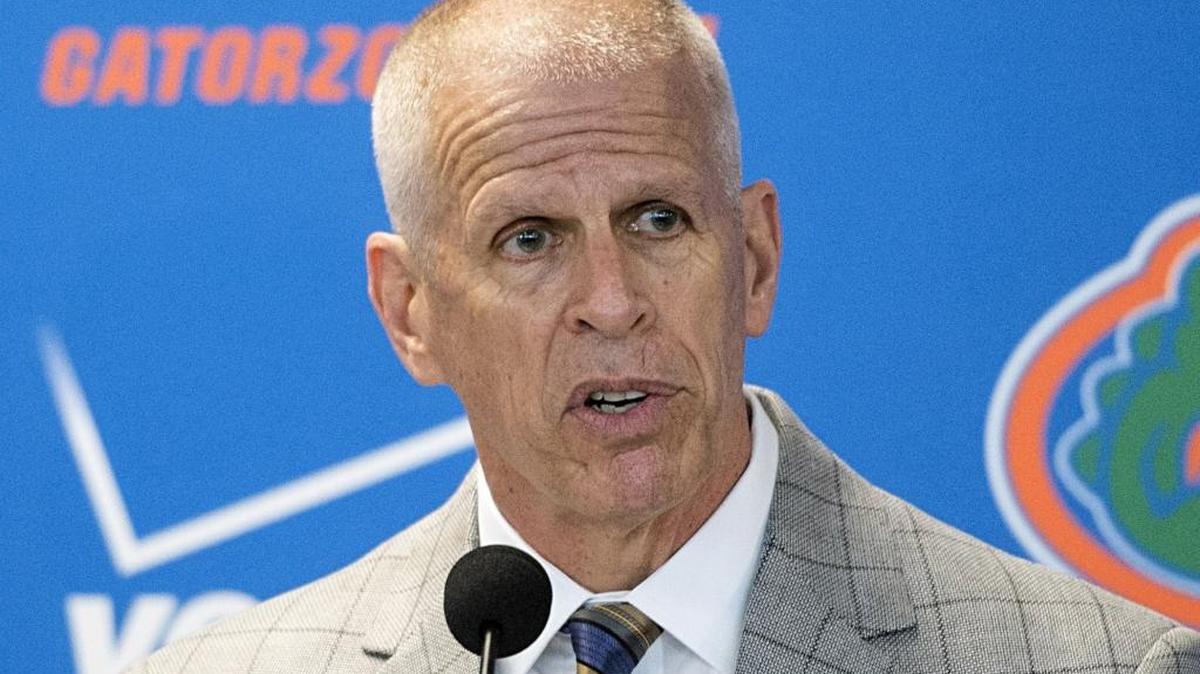 University of Florida athletic director Jeremy Foley speaks to the media during a press conference in Gainesville in December 2014.