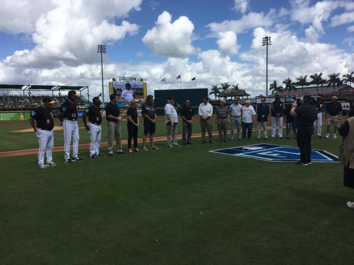 Pittsburgh Pirates legends joined team owner Bob Nutting, other team representatives and Manatee County and Bradenton government officials in celebrating Pittsburgh’s 50th spring at Bradenton's LECOM Park prior to Saturday’s game against the New York Yankees.