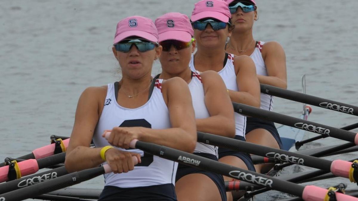 Sarasota Rowing Club’s Ella Kennedy, Cristina Strates, Angela Szabo Julia Braz compete in the the Womens Youth 4X semifinals heat at Nathan Benderson Park in Sarasota on Saturday during the USRowing Youth National Championships.