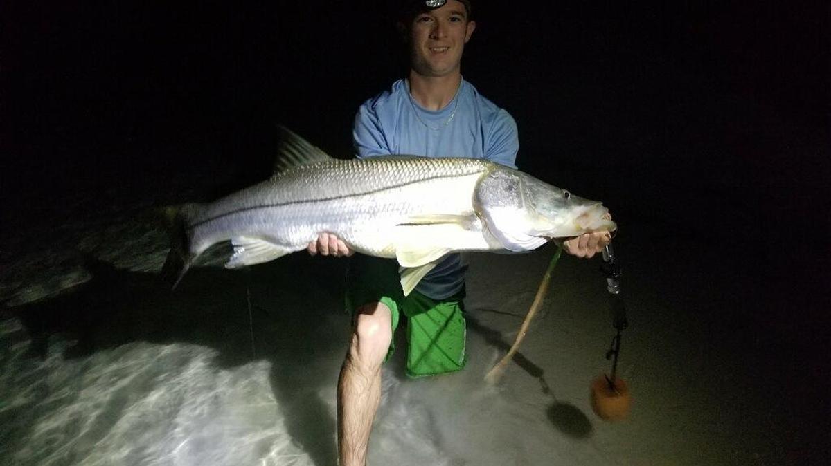 Angler Collin Browning with one of many big snook caught during the recent Big Art Memorial Fishing Tournament.