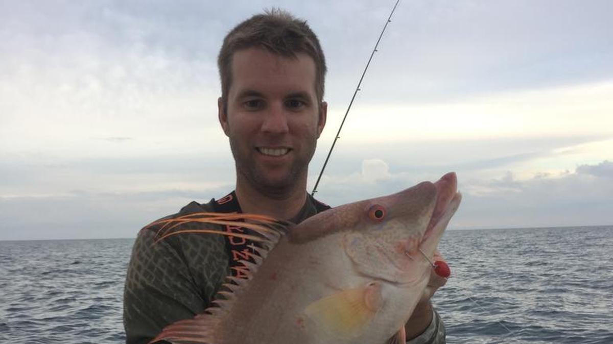 Jon Chapman with a hogfish landed in 50 feet of water.