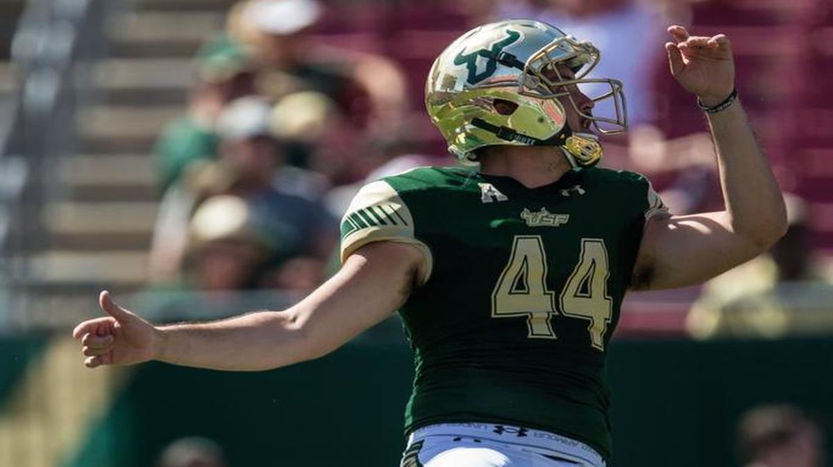 South Florida’s Jonathan Hernandez watches a punt during the Bulls’ game against East Carolina at Raymond James Stadium on Oct. 8.