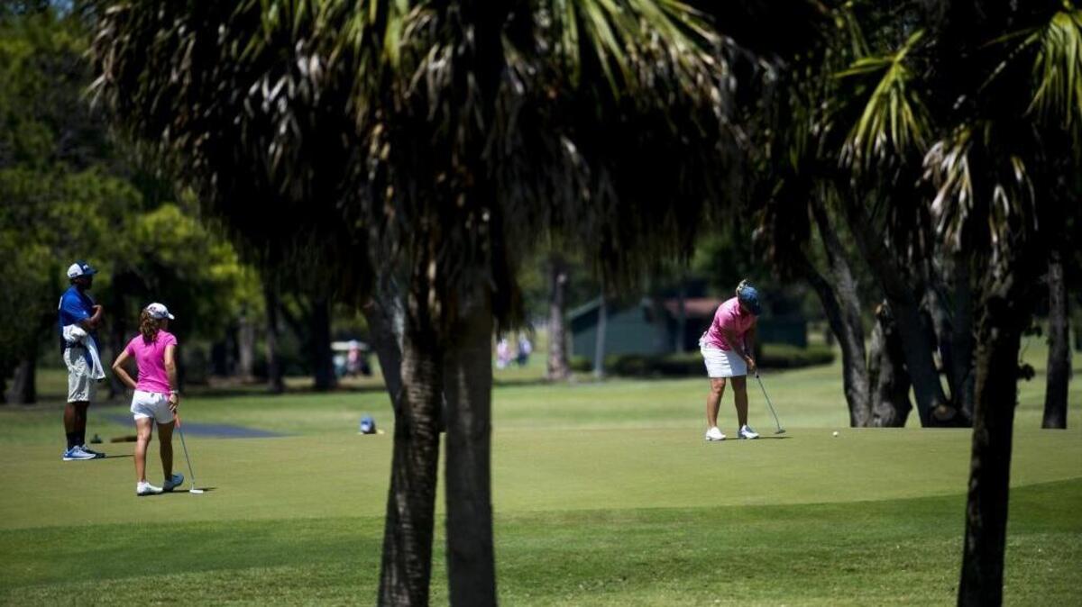 A threesome putts during a competition at Saras Bay Country Club earlier this year. The FSGA is holding its annual Women’s Amateur this weekend at the course. Five with Manatee County ties are in the field.