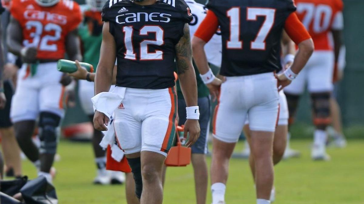 University of Miami quarterback Malik Rosier is shown on Monday, August 14, 2017, during fall camp.